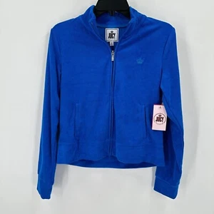 NEW Juicy Couture Womens Royal Blue Athletic Terry Cloth Zip Up Jacket 2X - Picture 1 of 6