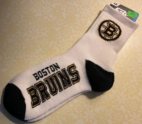 Boston BRUINS NHL FBF Originals Socks LARGE Size Men's 10-13 NEW Cover