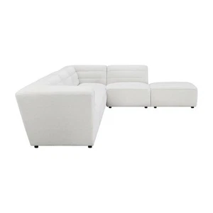 Pemberly Row 6-Piece Faux Leather Upholstered Sectional in White - Picture 1 of 9