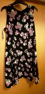 Red Herring, Black,Fit And Flare Dress With Purple And Pink Flowers Size 14 - Picture 1 of 4
