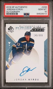 2018-19 SP Authentic Jordan Kyrou #208 Future Watch Auto Rookie 245/999 PSA 10 - Picture 1 of 2