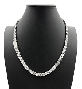 Catena maglia cubana 14CT DEF-VVS MOISSANITE 6mm 22" 70g - Lusso - Foto 1 di 8