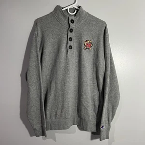 Champion Maryland Terrapins Terps Gray Henley Pullover Sweatshirt Mens Medium - Picture 1 of 6