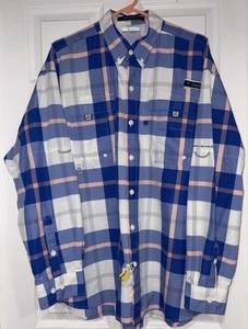 Columbia PFG Super Bahama Long Sleeve Plaid Shirt Omni Shade Size Large UPF 50 - Picture 1 of 4