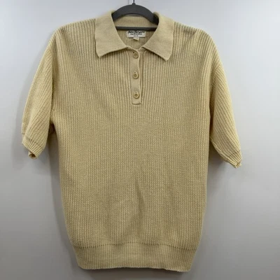 Vintage Norm Thompson linen blend short sleeve polo sweater size S Small — 第 1/4 张图片