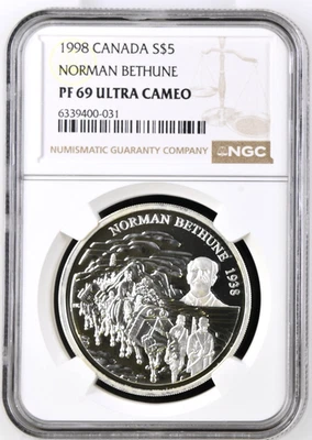 1998 Canada $5 Dollars Norman Bethune Commemorative Silver Coin NGC PF 69 UCAM - Image 1 of 4