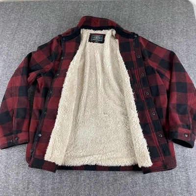 G.H. Bass & Co Sherpa Lined Buffalo Plaid Shirt Jacket Red Black Men’s L - Image 1 of 4