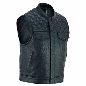 Herren Motorrad Kutte Biker Motorrad Leder Weste Motorrad Chopper Weste Neu - Bild 1 von 5