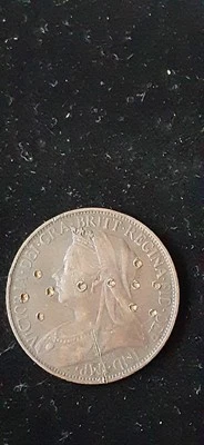 Counter stamped, 1896 Great Britain Farthing interesting - Image 1 of 4