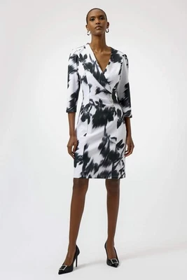Vestido Vaina Joseph Ribkoff Invierno Blanco/Negro Floral Mangas 3/4 254171 Foto 1 de 4
