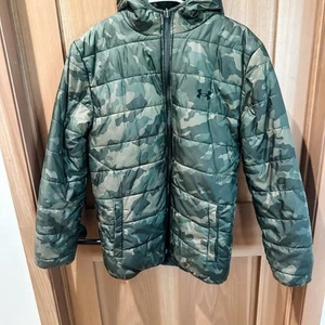 Under Armour Boys Long Sleeve Full Zip Reversible Baroque Green Puffer Youth XL - Picture 1 of 14
