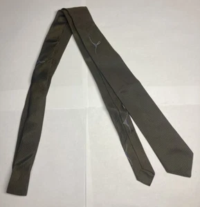 Vintage 1960s Men’s Black/Yellow Vertical Stripe Embroidered Skinny Tie, 54.5” - Picture 1 of 3