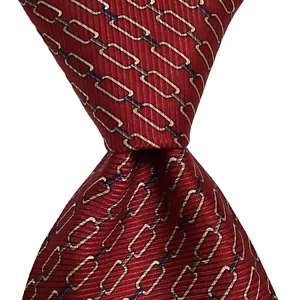 GRANT THOMAS Men's 100% Silk Necktie USA Designer Geometric Red/Gray/Blue EUC - Picture 1 of 3