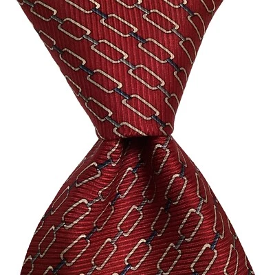 Corbata para hombre GRANT THOMAS 100 % seda diseñador EE. UU. geométrica roja/gris/azul usada en excelente estado Foto 1 de 3