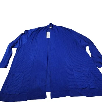 Nuevo suéter cárdigan delantero abierto para mujer azul talla 4X Liz Claiborne bolsillos delanteros Foto 1 de 4