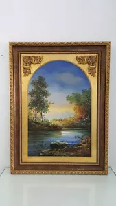 QUADRO DA SALA IN LEGNO NOCE E ORO DECORO NATURA - Imagen 1 de 1