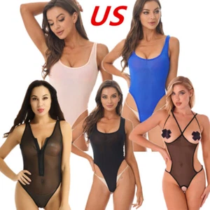 Womens Sexy See Through Swimwear One Piece Sheer Bodysuit Swimsuit AU - Picture 1 of 48
