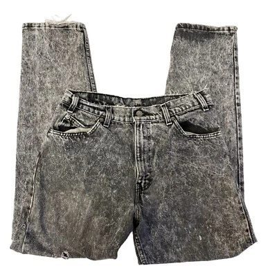 Vtg 90's Levi's 550 BLACK Tab ACID STONE WASH Jeans ROCKER Distressed Denim Pant - Image 1 of 4