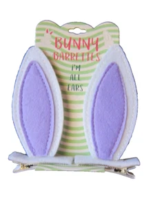 Felt Bunny Ear Barrettes Purple Hair Clips 4 inch Costume Easter Ears - Picture 1 of 1