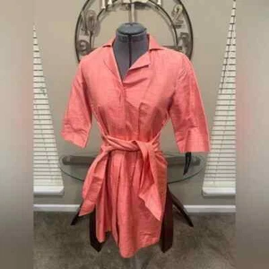 Lafayette 148 New York Coral Belted Shirt Dress Size 4 NWT - Picture 1 of 5