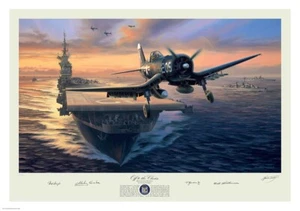 "Devotion" F4U-4 Corsair USS Leyte Art handsigniert von Jesse Browns Wingmen - Bild 1 von 12