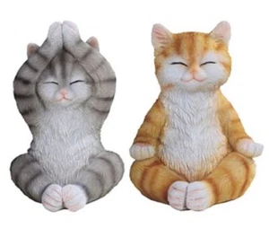 Yoga Tabby Cat 18174 Montaña Posa Cumplida Juego de 2 piezas 5" H - Imagen 1 de 3
