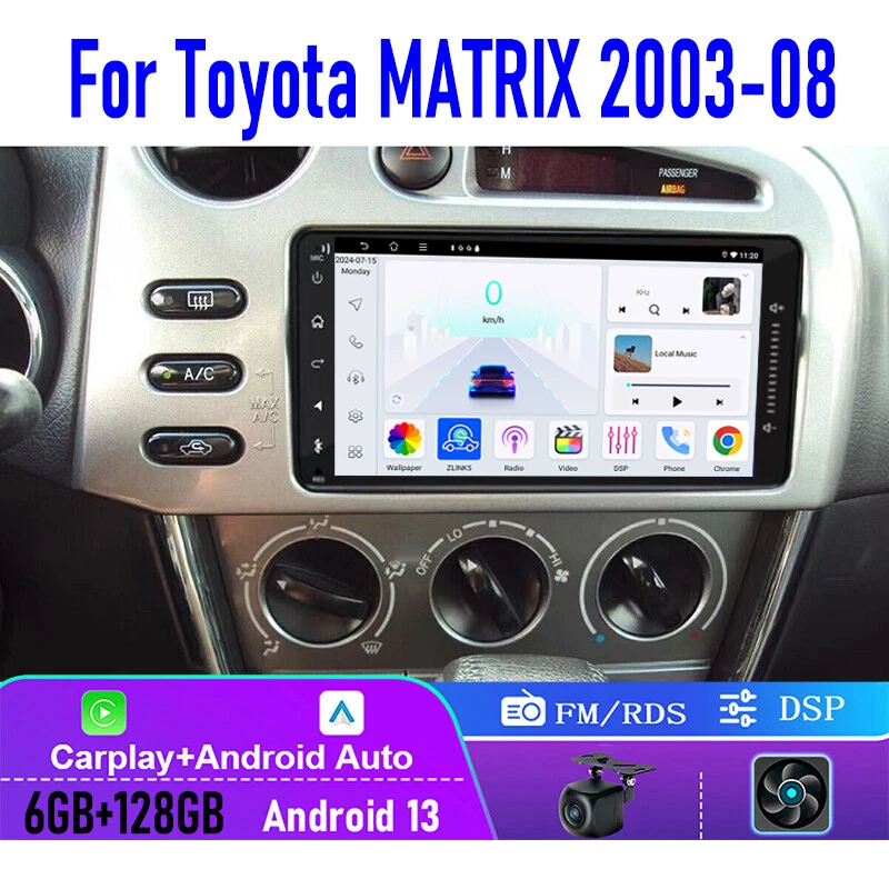 128GB GPS 7" For Toyota MATRIX 2003-2008 CarPlay Android 15 Car Radio Head Unit - Image 1 of 4