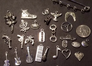 Depeche Mode Inspired Customizable Kilt Pin 5 Silver Charms Purse Visor Rose - Picture 1 of 5