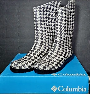 Columbia Rainey hohe wasserdichte Damenstiefel Größe 11 schwarz grau kariert BRANDNEU - Bild 1 von 15