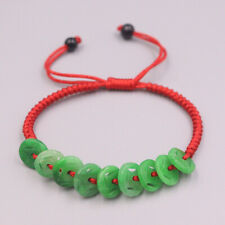 with Red Cord Lucky Bracelet New Green Jade (Jadeite) 9pcs Coin-Bead