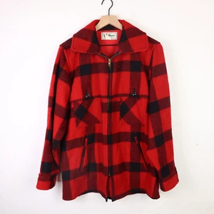 Vintage LL Bean Wool Buffalo Zip Plaid Jacket Hunting Shirt Size XL - Picture 1 of 7