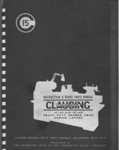 Clausing Colchester Model 653X 15" Lathe Manual 67 pages comb bound gloss cover - Picture 1 of 1