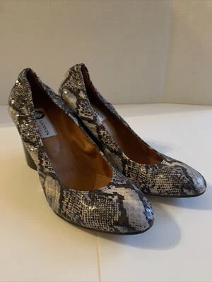 LANVIN Heels Snake Print Leather Ballerina Espadrille Wedge Pumps Women's SZ 40 - Image 1 of 4