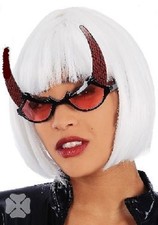 OCCHIALI DIAVOLO DIAVOLETTA CON CORNA ADDIO NUBILATO CARNEVALE TEATRO