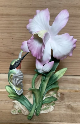Vintage Homco 1985 Figurine-Hummingbird & Flower-6 3/4" - Image 1 of 4