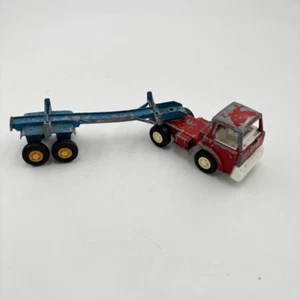 Vintage 1970 Tootsietoy Red Snub Nose Truck Cab w/ Logger Trailer TC-112 - Picture 1 of 9
