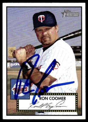 2001 Topps Heritage Ron Coomer Auto Minnesota Twins #109 COA Card Signed - Image 1 of 2