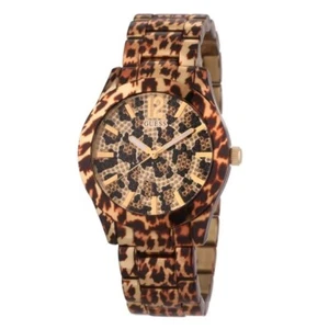 Guess steel case leopard Print bracelet Gold Tone 40mm Women's Watch W0001L2 - Picture 1 of 2