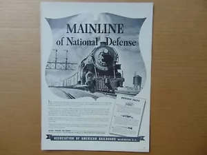 1941 FERROVIE AMERICANE Linea principale del treno di difesa nazionale seconda guerra mondiale stampa artistica annuncio - Foto 1 di 1