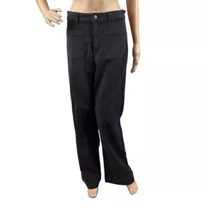 Faherty Slim Wide Leg Pants Size 30 Stretch Terry Knit Washed Black - Picture 1 of 7