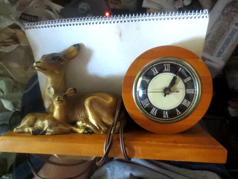 Vintage Lanshire Deer Dough Fawn Novelty figure Clock Cover