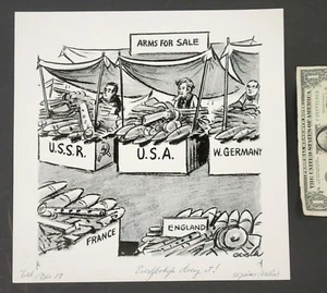 1975 Cold War Arms Race UNCLE SAM Original DRAWING vtg Political Cartoon GENSLER - Picture 1 of 5