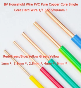 BV Household Wire PVC Pure Copper Core Single Core Hard Wire 1/1.5/2.5/4/6mm ² - Picture 1 of 24