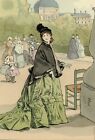 Fr. Courboin Estampe aquarellée époque 1898 mode femme histoire costume n°16