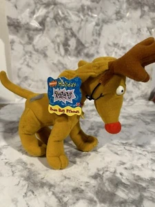 Nickelodeon Rugrats Spike Plush Toy Poseable Reindeer Antlers Tags 1997 Holiday - Picture 1 of 3