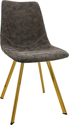 Silla de comedor moderna de cuero LeisureMod Markley patas doradas Foto 1 de 2