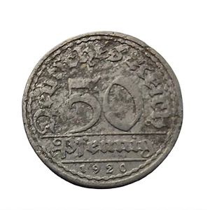 50 Pfennig 1920 Deutsches Reich Sich regen bringt Segen Umlaufmünze Prägung A - Bild 1 von 9