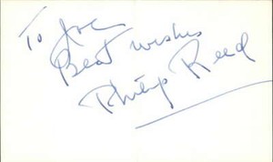 Phillip Reed d. 1996 Actor Unknown Island Signed 3" x 5" Index Card