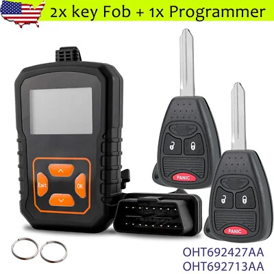 2 for 2007 - 2017 Jeep Wrangler Compass Patriot Key Fob & Programmer OHT692713AA - Image 1 of 4
