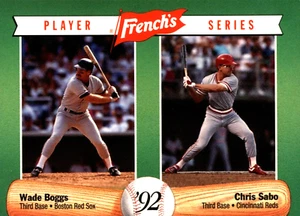 1992 French's #14 Wade Boggs Chris Sabo Boston Reds Sox Cincinnati Reds HOF - Picture 1 of 1